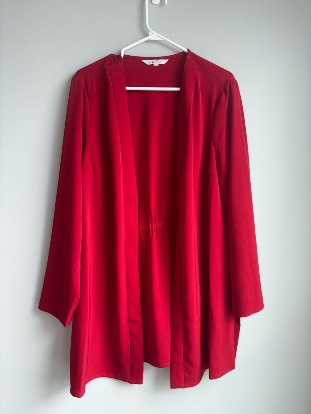 cleo Red Open-Front Long Sleeve Robe - Picture 2 of 6